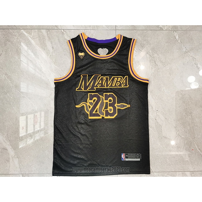 Camiseta Los Angeles Lakers Lebron James #23 Black Mamba Negro